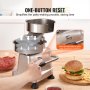 VEVOR Commercial Burger Patty Maker, Hamburger Beef Patty Maker with 3 Convertible Mold(4/5/6-inch), Heavy Duty Stainless Steel Burger Press Machine, Meat Forming Processor with 1500 Pcs Patty Papers