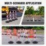 VEVOR Adjustable Traffic Delineator Post Cones, 4 Pack, Traffic Safety Delineator Barrier with Fillable Base 8FT Chain, for Traffic Control Warning Parking Lot Construction Caution Roads, Red & White