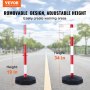 VEVOR Adjustable Traffic Delineator Post Cones, 2 Pack, Traffic Safety Delineator Barrier with Fillable Base 8FT Chain, for Traffic Control Warning Parking Lot Construction Caution Roads, Red & White