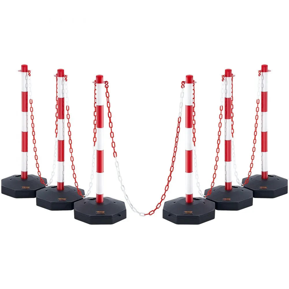 VEVOR traffic delineator posts with red and white chains, designed for effective traffic control.