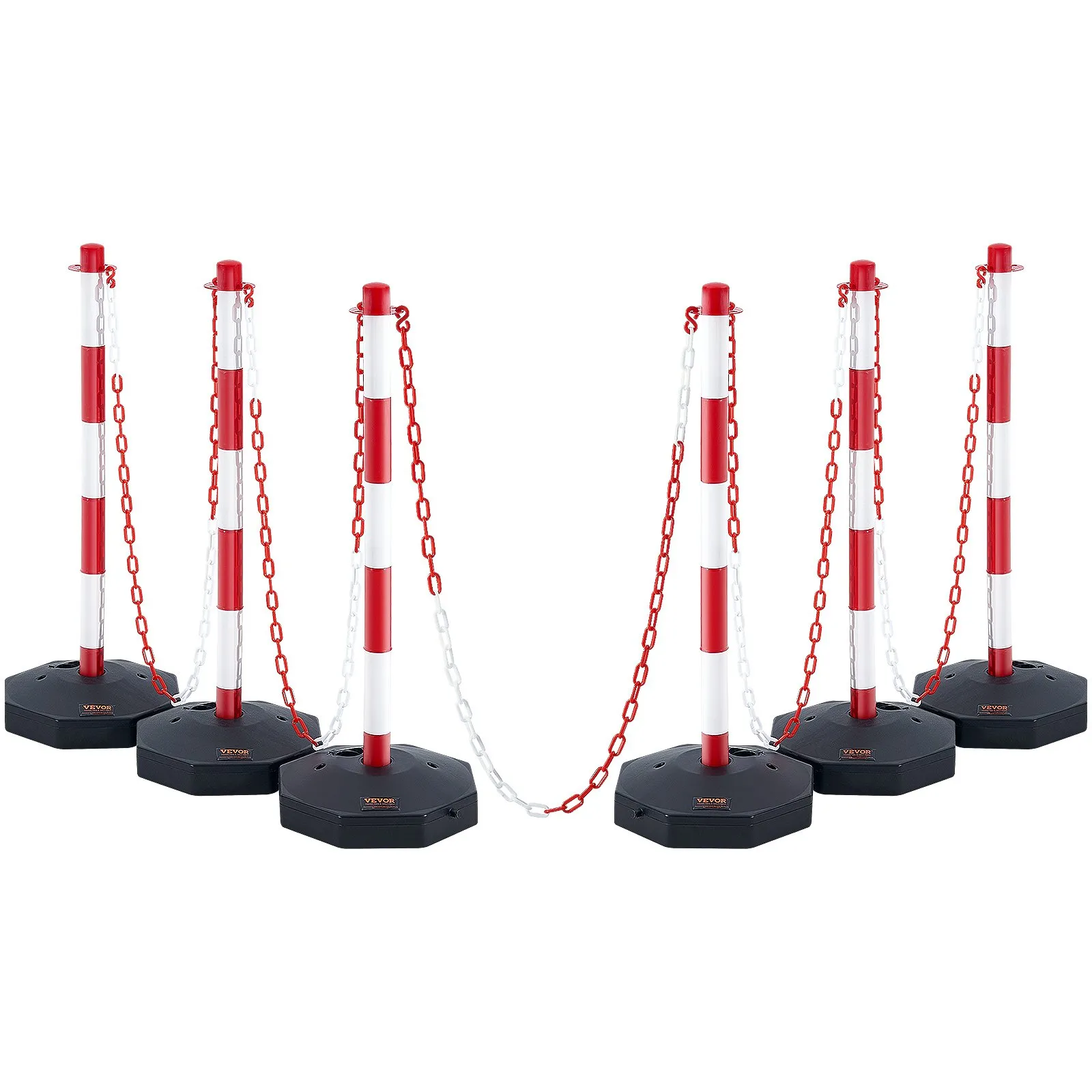 VEVOR traffic delineator posts with red and white chains, designed for effective traffic control.
