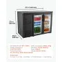 VEVOR Back Bar Cooler, 11.8 Cu. Ft Counter Height Beverage Refrigerator, Commercial Display Fridge w/ 2 Glass Doors, LED Lighting, Shelves, Fan Cooling Beer Wine Cooler for Pub, Merchandiser, Office
