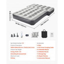Car Air Mattress Inflatable Car Camping Travel Bed Sleeping Pad Built in Pump