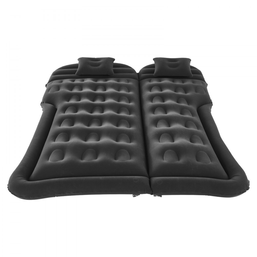 VEVOR Car Air Mattress, Inflatable Car Camping Mattress, Flocking Thickened Travel Beds, Durable Portable Sleeping Pad with Air Pump, 2 Pillows, Nozzle, Carry Bag, Fits Most SUV MPV Sedan, Black