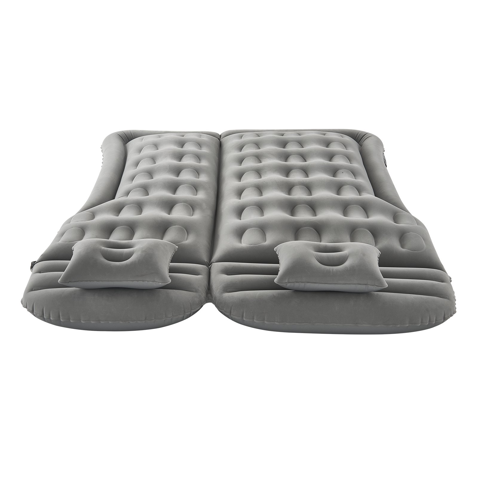 VEVOR Car Air Mattress, Inflatable Car Camping Mattress, Flocking Thickened Travel Beds, Comfortable and Durable Portable Sleeping Pad with Air Pump, Nozzle, Carry Bag, Fits Most SUV MPV Sedan, Gray