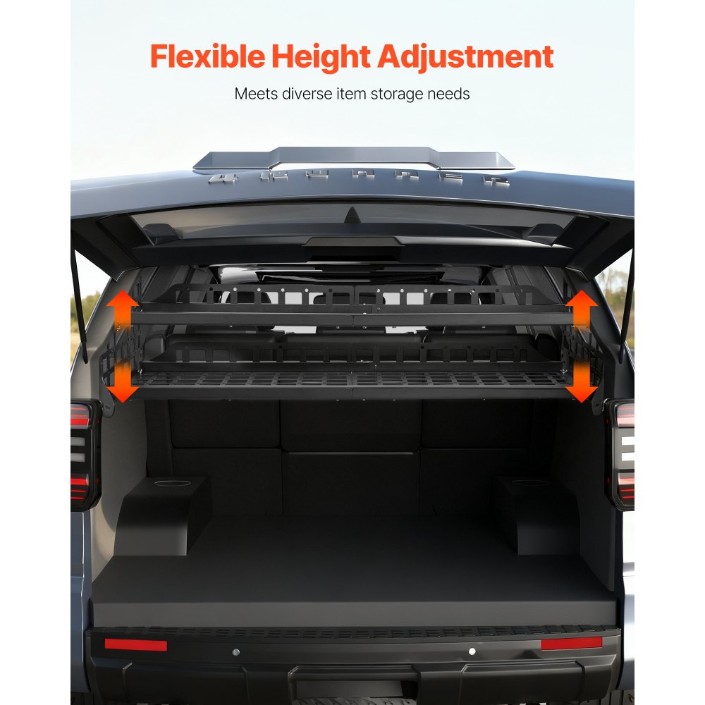 VEVOR Rear Trunk Cargo Rack, for 2010-2024 Toyota 4Runner, 220 lbs Capacity, Aluminum Alloy Basket Tray Interior Storage Luggage Carrier, Adjustable Height Shelf Stand Organizer for Camping Trip Gear