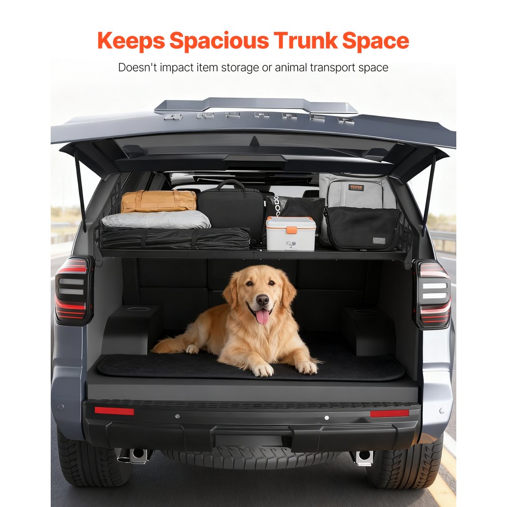 VEVOR Rear Trunk Cargo Rack, for 2010-2024 Toyota 4Runner, 220 lbs Capacity, Aluminum Alloy Basket Tray Interior Storage Luggage Carrier, Adjustable Height Shelf Stand Organizer for Camping Trip Gear