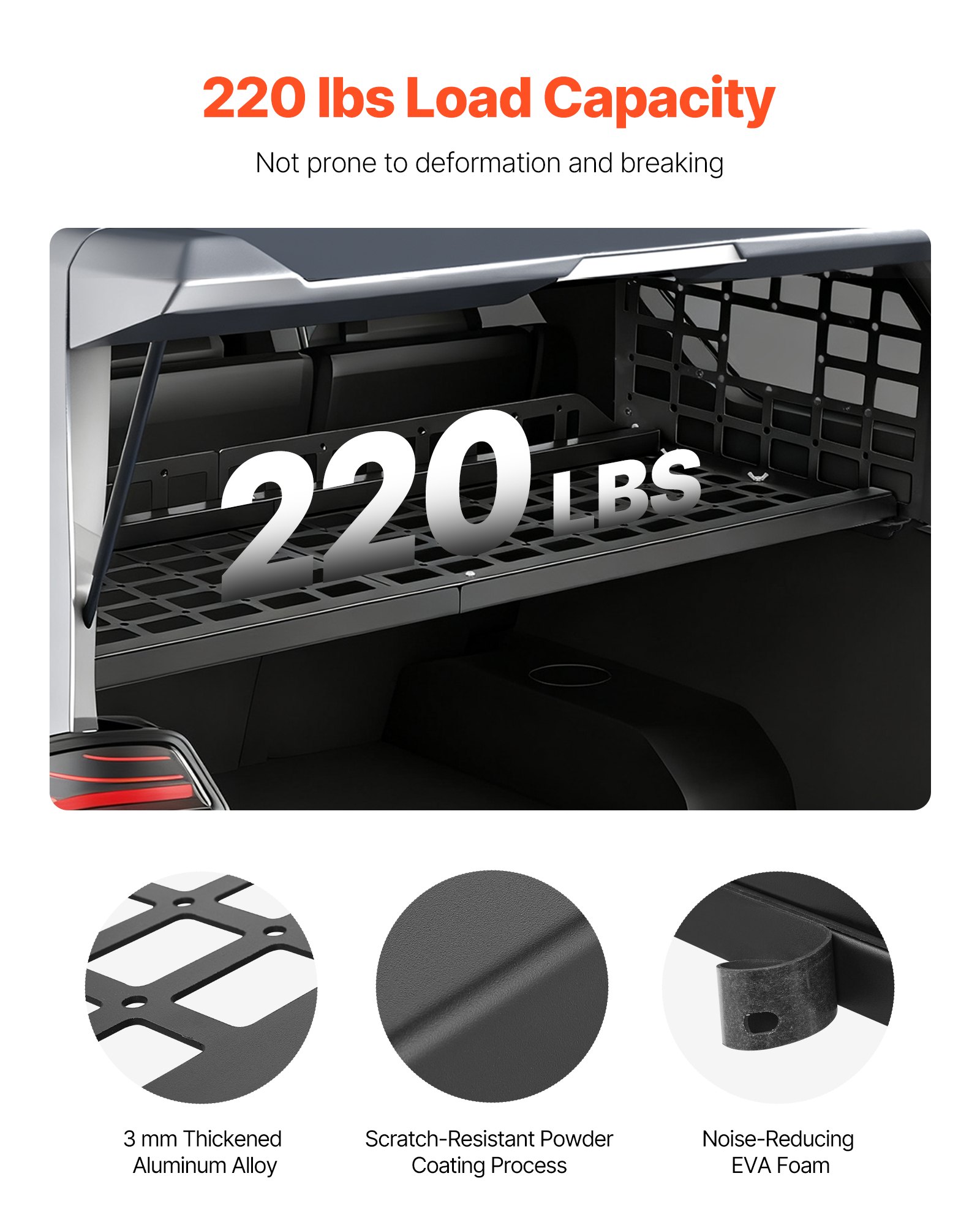 VEVOR Rear Trunk Cargo Rack, for 2010-2024 Toyota 4Runner, 220 lbs Capacity, Aluminum Alloy Basket Tray Interior Storage Luggage Carrier, Adjustable Height Shelf Stand Organizer for Camping Trip Gear