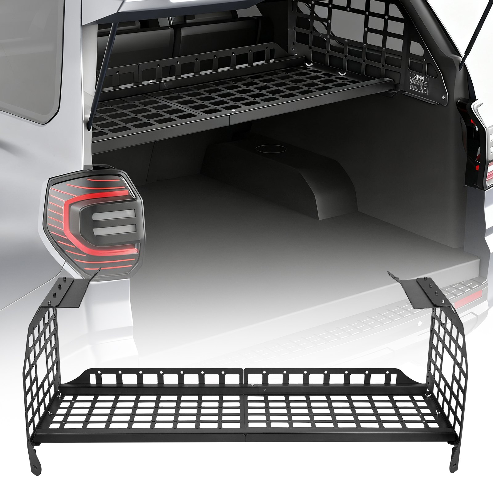 VEVOR Rear Trunk Cargo Rack, for 2010-2024 Toyota 4Runner, 220 lbs Capacity, Aluminum Alloy Basket Tray Interior Storage Luggage Carrier, Adjustable Height Shelf Stand Organizer for Camping Trip Gear