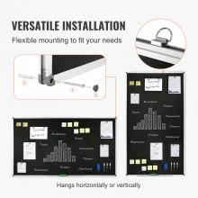 VEVOR Black Board, 70 x 40 inch Large Chalkboard with Aluminum Frame, Black Boards Dry Erase Includes 1 Magnetic Erase & 3 Dry Erase Markers, Black Surface, for Office Home and School