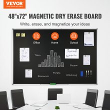 Tabuľa VEVOR na kriedu, 48 x 72 palcov veľká tabuľa s hliníkovým rámom, čierne tabule Suché mazanie Obsahuje 1 magnetickú vymazávaciu a 3 suché vymazávacie značky, čierny povrch, pre kancelársku domácnosť a školu