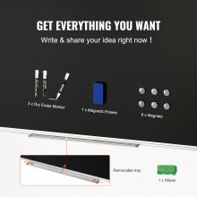 VEVOR Chalk Board, 48 x 72 Inches Large Chalkboard with Aluminum Frame, Black Boards Dry Erase Includes 1 Magnetic Erase & 3 Dry Erase Marker, Black Surface, for Office Home and School