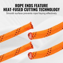 VEVOR Double Braided Polyester Rope, 1/2 in x 220 ft, 48 Strands, 8000 LBS Breaking Strength Outdoor Climbing Rope, Arborist Rigging Rope for Rock Hiking Camping Swing Rappelling Rescue, Orange/Black