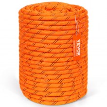 VEVOR Double Braided Polyester Rope, 1/2 in x 220 ft, 48 Strands, 8000 LBS Breaking Strength Outdoor Climbing Rope, Arborist Rigging Rope for Rock Hiking Camping Swing Rappelling Rescue, Orange/Black