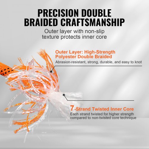 VEVOR 150-Foot Double Braid Polyester Rope – 7/16 Inch Diameter, 8800 Lbs Breaking Strength, For Pulling, Tying, Marine & Outdoor Use