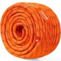 coiled orange VEVOR climbing rope with black patterns and a visible VEVOR brand tag.
