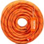orange VEVOR climbing rope coiled with a label attached, featuring a durable texture and black patterns.