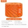VEVOR Arborist Tree Climbing Rope Double Braid Polyester 3/8"/1 cm x 120'/36.6 m 48-Strand
