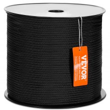 VEVOR Braided Nylon Rope, 3/16 in x 1000 ft, 32 Strands, 720 LBS Breaking Strength Outdoor Climbing Rope, Arborist Tree Climbing Rigging Rope for Rock Hiking Camping Swing Rappelling Rescue, Black