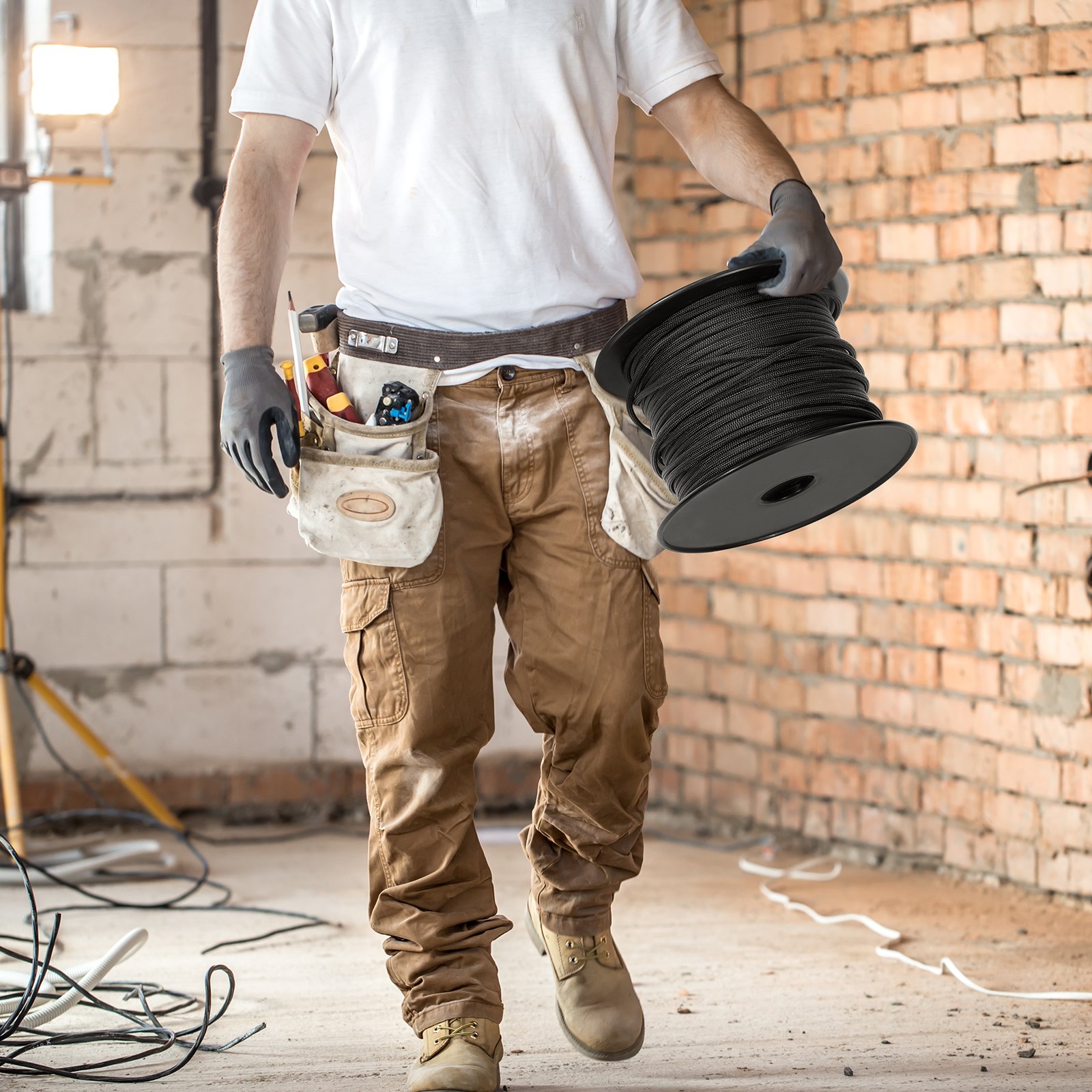 VEVOR Braided Nylon Rope, 0.48 cm (3/16 in) x 305 m (1000 ft), 32 Strands, 327 kg (720 LBS) Breaking Strength Outdoor Climbing Rope, Arborist Tree Climbing Rigging Rope for Rock Hiking Camping Swing Rappelling Rescue, Black