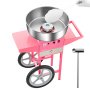 Commercial Cotton Candy Machine with Cart Sugar Floss Maker 1000W for Party Pink