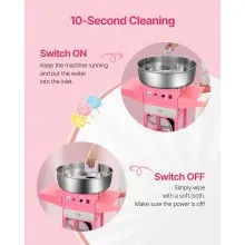 Commercial Cotton Candy Machine with Cart Sugar Floss Maker 1000W for Party Pink