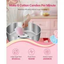 Commercial Cotton Candy Machine with Cart Sugar Floss Maker 1000W for Party Red