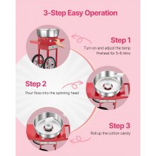 VEVOR Commercial Cotton Candy Machine with Cart Sugar Floss Maker 1000W Red