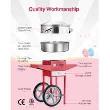 VEVOR Commercial Cotton Candy Machine with Cart Sugar Floss Maker 1000W Red