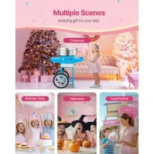 Commercial Cotton Candy Machine with Cart Sugar Floss Maker 1000W for Party Blue