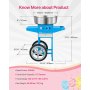 VEVOR Electric Cotton Candy Machine with Cart, 1000W Commercial Candy Floss Maker with 52cm Stainless Steel Bowl, Sugar Scoop, and Drawer, Easy to Use, for Home, Kids Birthday, Family Party, Blue