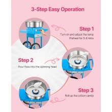 VEVOR Commercial Cotton Candy Machine with Cart Sugar Floss Maker 1000W Blue