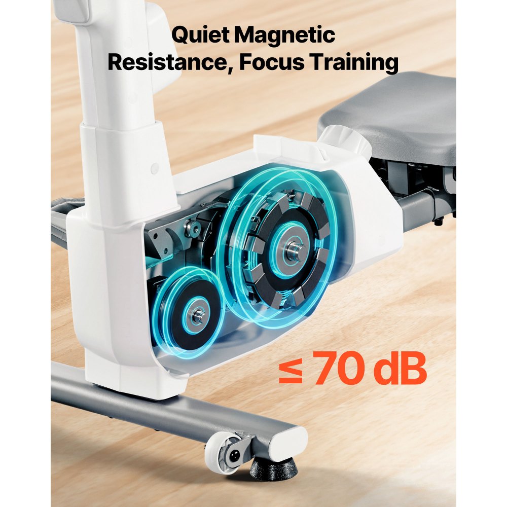 VEVOR Magnetic Rowing Machine,16-Level Quiet Resistance Adjustable, Foldable Rower Machine for Home, 158kg Weight Capacity, Row Machines with Dual-Slide Rail, Bluetooth APP Compatible & LCD Monitor