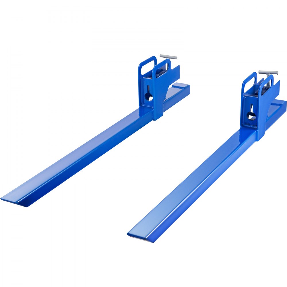 VEVOR Clamp On Pallet Forks 50inch Length, Tractor Bucket Forks 990lbs Lifting Capacity, Bucket Forks For Tractor Loader Skid Steers, 2 Heavy Duty Steel Loader Bucket Attachments, in Blue