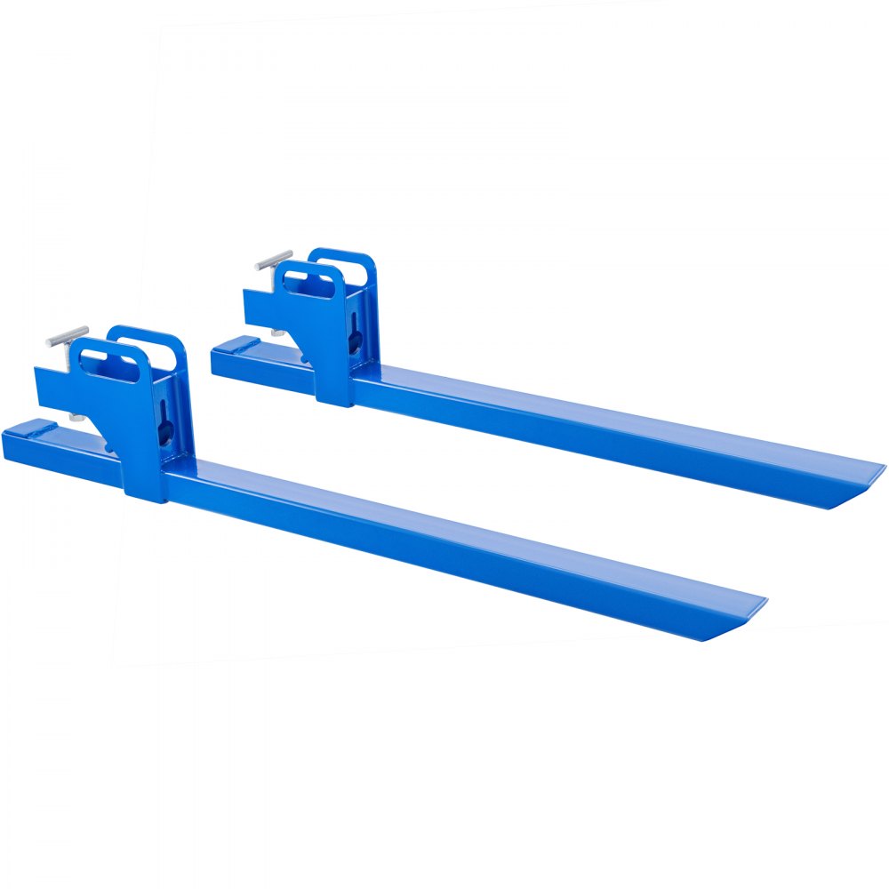 VEVOR Clamp On Pallet Forks 50inch Length, Tractor Bucket Forks 990lbs Lifting Capacity, Bucket Forks For Tractor Loader Skid Steers, 2 Heavy Duty Steel Loader Bucket Attachments, in Blue