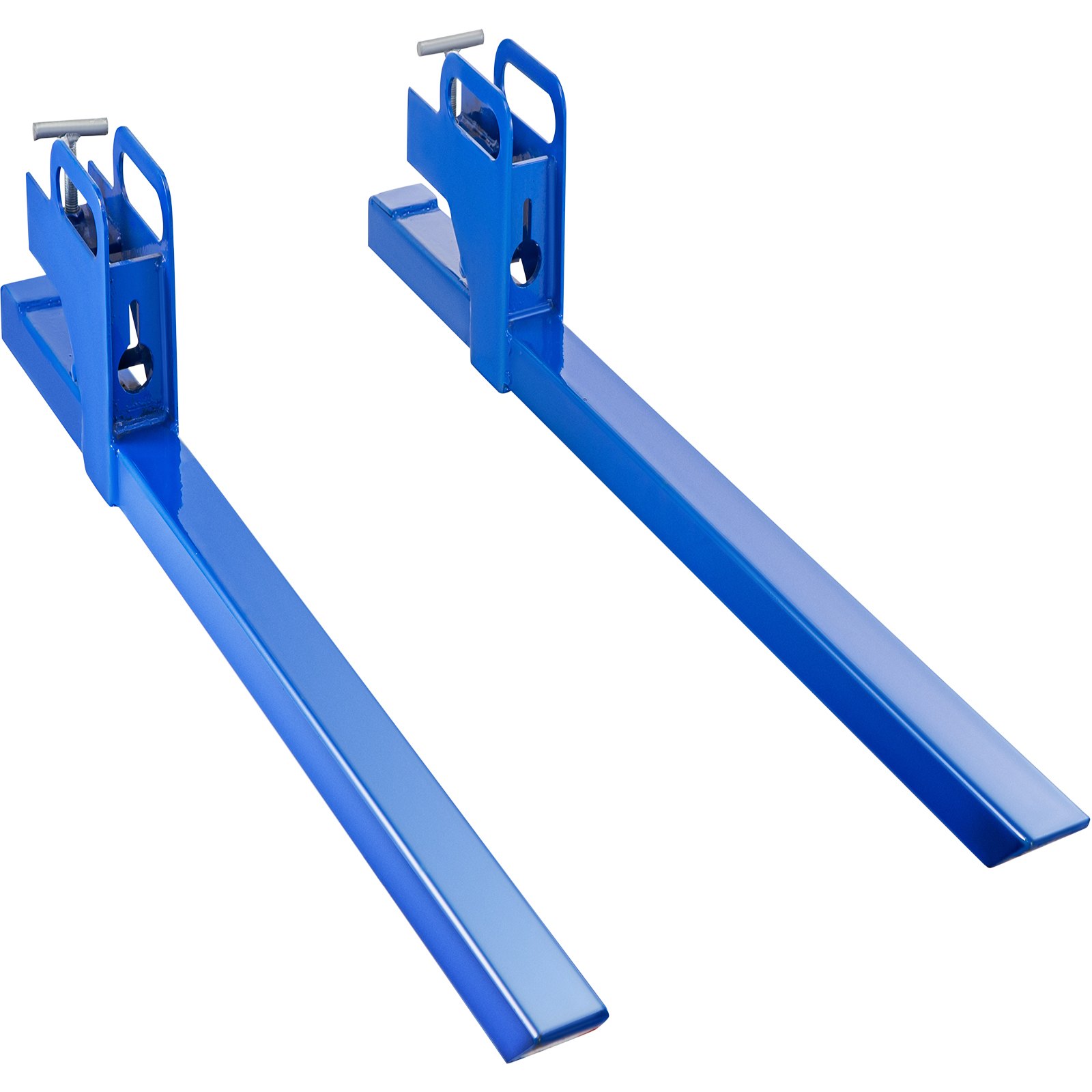 VEVOR Clamp On Pallet Forks 50inch Length, Tractor Bucket Forks 990lbs Lifting Capacity, Bucket Forks For Tractor Loader Skid Steers, 2 Heavy Duty Steel Loader Bucket Attachments, in Blue