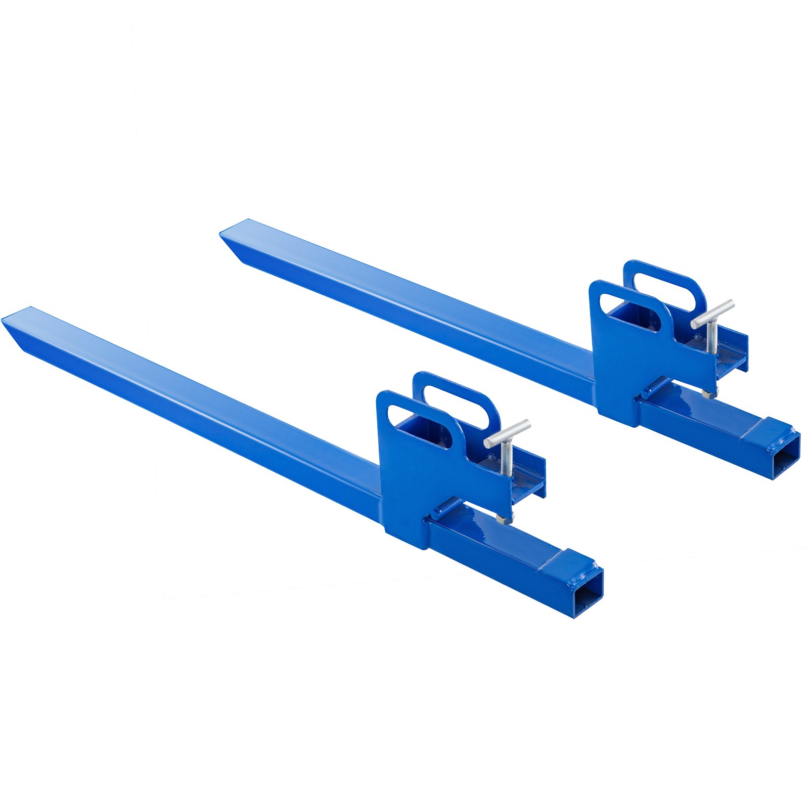 VEVOR Clamp On Pallet Forks 50inch Length, Tractor Bucket Forks 990lbs Lifting Capacity, Bucket Forks For Tractor Loader Skid Steers, 2 Heavy Duty Steel Loader Bucket Attachments, in Blue