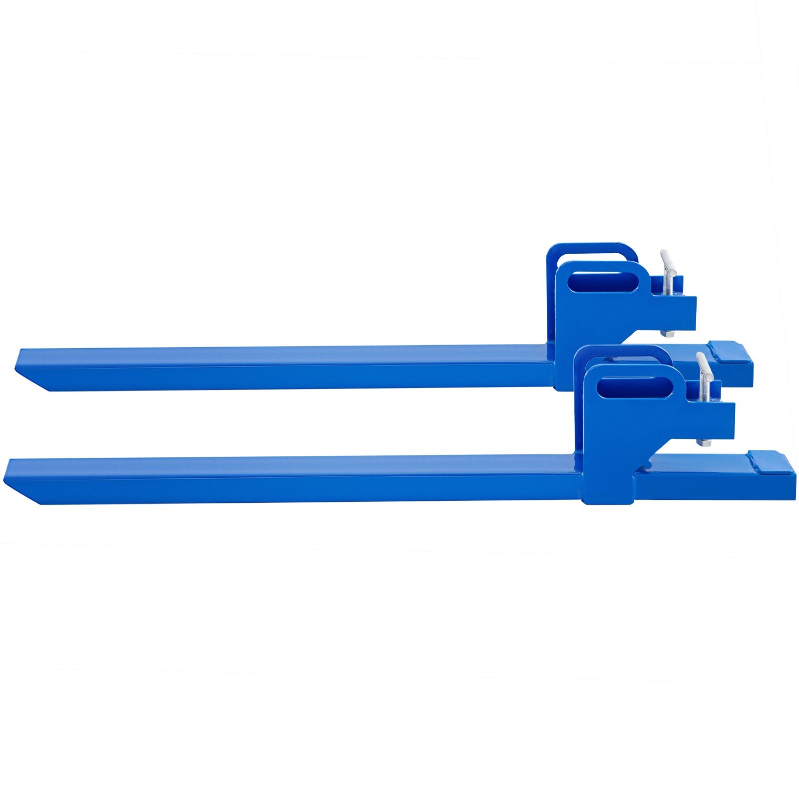 VEVOR Clamp On Pallet Forks 50inch Length, Tractor Bucket Forks 990lbs Lifting Capacity, Bucket Forks For Tractor Loader Skid Steers, 2 Heavy Duty Steel Loader Bucket Attachments, in Blue