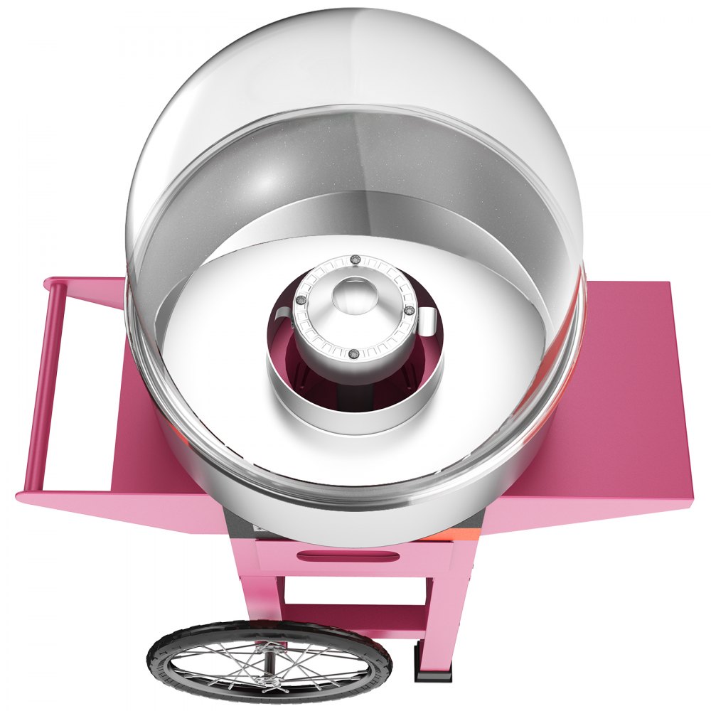 VEVOR Máquina de Algodón de Azúcar Comercial con Cubierta de Burbujas Escudo y Carro Máquina de Algodón de Azúcar Fabricante de Algodón de Azúcar Rosa 1030W Máquina Eléctrica de Algodón de Azúcar Acero Inoxidable para Varias Fiestas