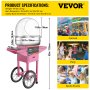 VEVOR Cotton Candy Machine Commercial with Bubble Cover Shield and Cart Cotton Candy Machine Candy Floss Maker Pink 1030W Electric Cotton Candy Maker Stainless Steel for Various Parties