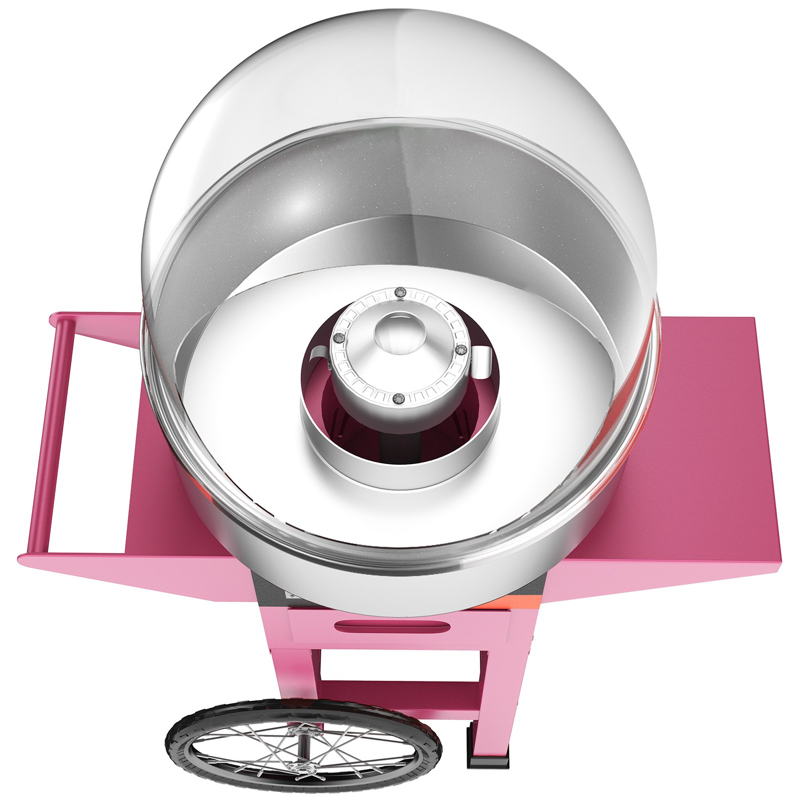 VEVOR Máquina de Algodón de Azúcar Comercial con Cubierta de Burbujas Escudo y Carro Máquina de Algodón de Azúcar Fabricante de Algodón de Azúcar Rosa 1030W Máquina Eléctrica de Algodón de Azúcar Acero Inoxidable para Varias Fiestas