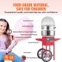 VEVOR elektrisk sockervaddsmaskin med vagn, 1 000 W kommersiell godismaskin med lock, skål i rostfritt stål, sockerskopa och låda, perfekt för hemmet, barnfödelsedag, familjefest, röd