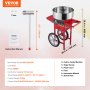VEVOR Electric Cotton Candy Machine with Cart, 1000W Commercial Candy Floss Maker with Stainless Steel Bowl, Sugar Scoop and Drawer, Perfect for Home, Kids Birthday, Family Party, Red