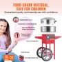 Elektrický stroj na cukrovou vatu VEVOR s vozíkem, 1000W komerční výrobník cukrové vaty s miskou z nerezové oceli, odměrkou na cukr a zásuvkou, ideální pro domácnost, narozeniny dětí, rodinnou oslavu, červená