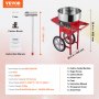 VEVOR Elektrisk sockervaddsmaskin med vagn, 1000 W kommersiell Candy Floss-maskin med skål i rostfritt stål, sockerskopa och låda, perfekt för hemmet, barnfödelsedag, familjefest, röd