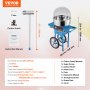 Elektrický stroj na cukrovú vatu VEVOR s vozíkom, 1000 W komerčný výrobník cukrovej vaty s krytom, miska z nehrdzavejúcej ocele, naberačka a zásuvka na cukor, ideálne pre domácnosť, narodeniny detí, rodinná oslava, modrá