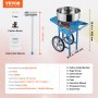 VEVOR Electric Cotton Candy Machine with Cart, 1000W Commercial Candy Floss Maker with Stainless Steel Bowl, Sugar Scoop and Drawer, Perfect for Home, Kids Birthday, Family Party, Blue