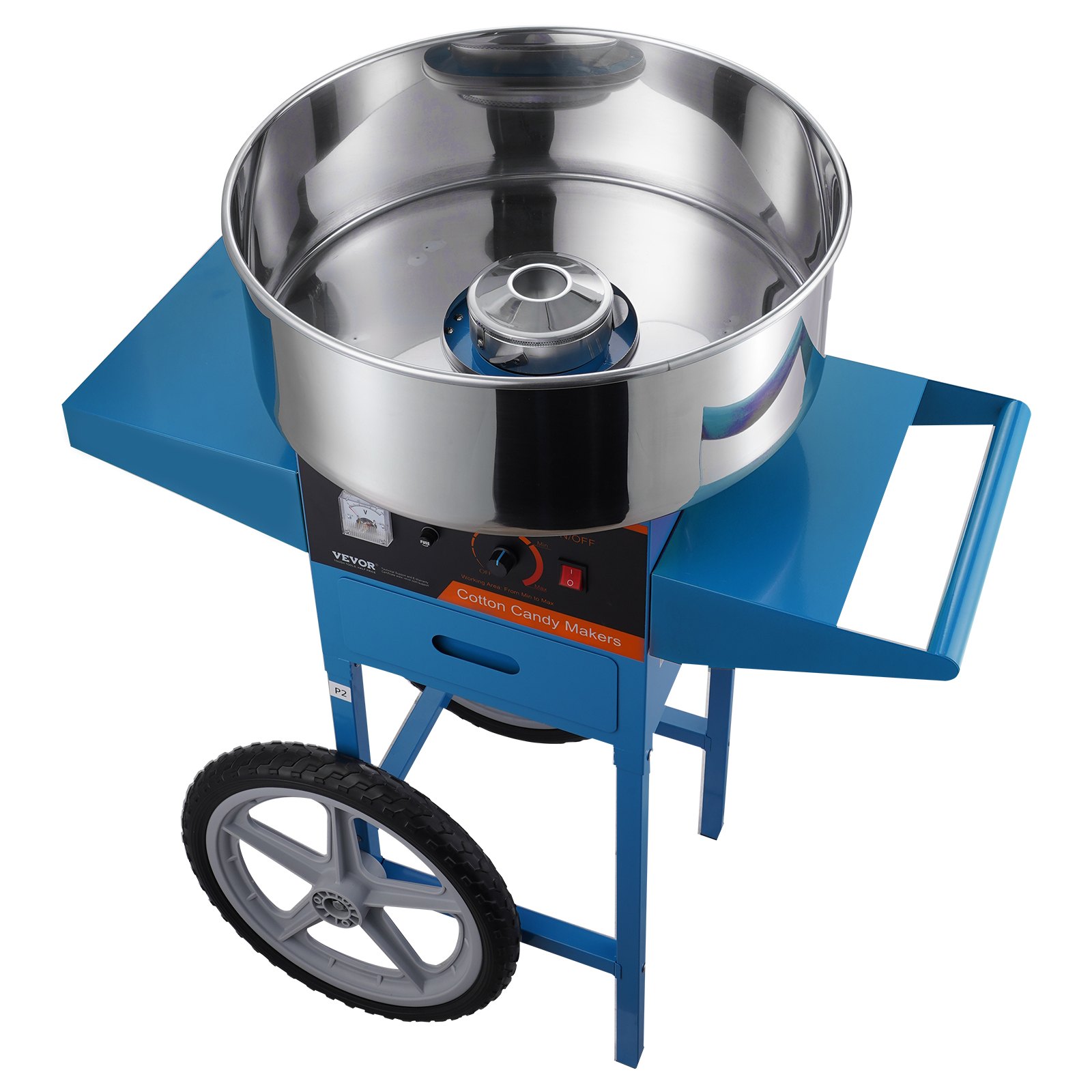 VEVOR Electric Cotton Candy Machine with Cart, 1000W Commercial Candy Floss Maker with Stainless Steel Bowl, Sugar Scoop and Drawer, Perfect for Home, Kids Birthday, Family Party, Blue