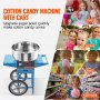 VEVOR Elektrisk sockervaddsmaskin med vagn, 1000 W kommersiell Candy Floss-maskin med skål i rostfritt stål, sockerskopa och låda, perfekt för hemmet, barnfödelsedag, familjefest, blå