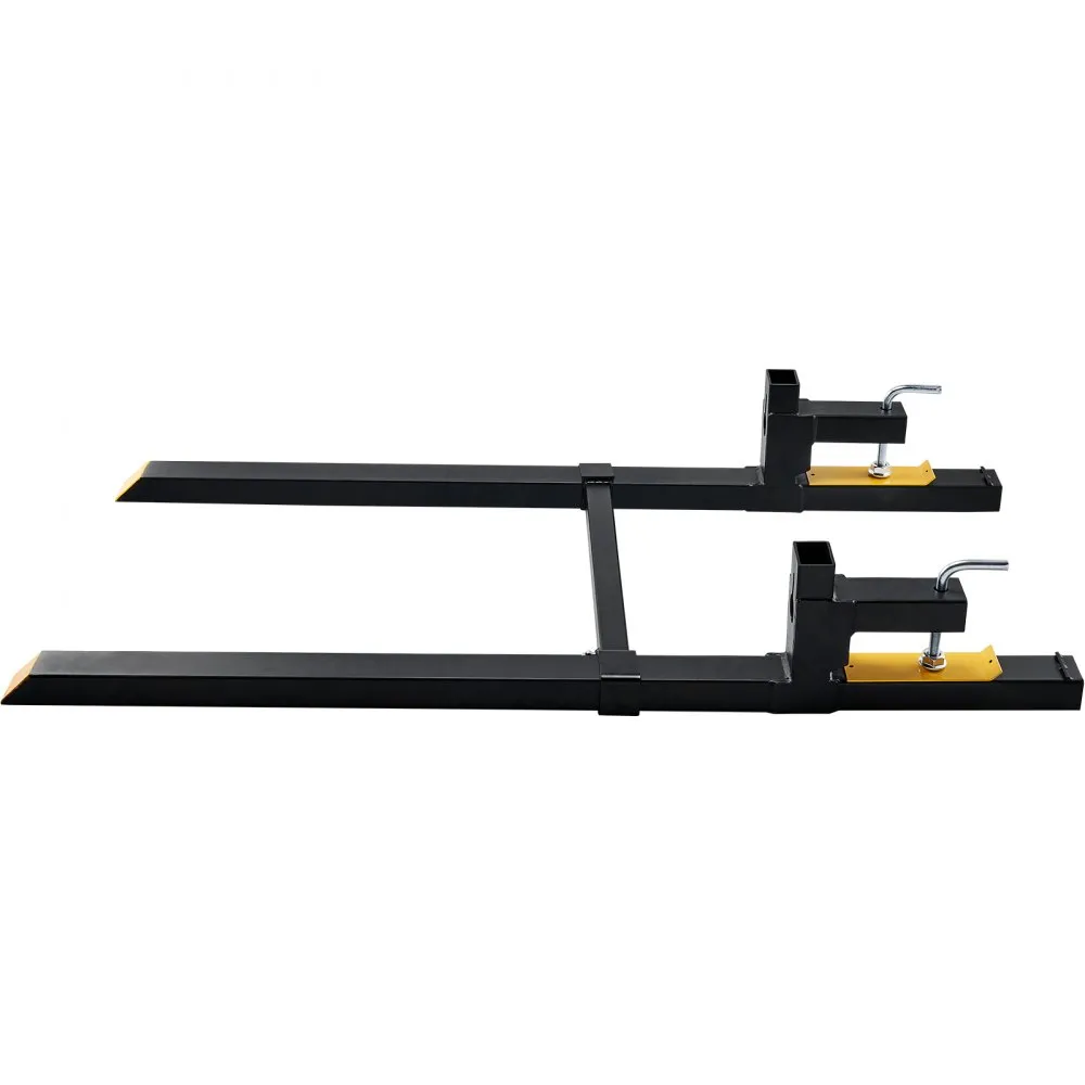 VEVOR Pallet Forks, 2000 lbs Tractor Bucket Forks, 60" Total Length Clamp on Pallet Forks with Adjustable Stabilizer bar, Heavy Duty Pallet Forks for Tractor Attachments, Skid Steer, Loader Bucket